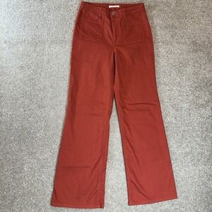 Copper Key Wide Leg Cropped Pants size 3 Orange Patch Pockets High Waist Casual